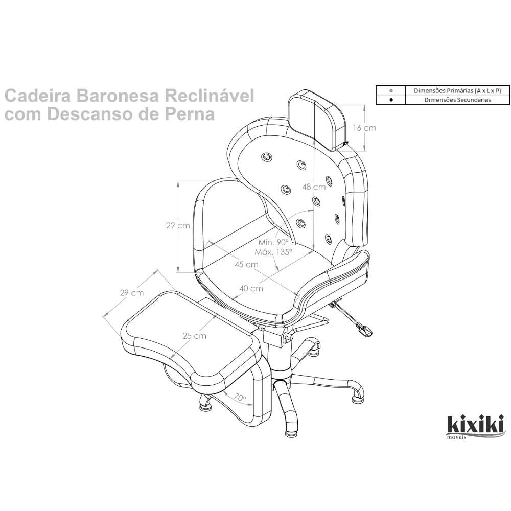 Cadeira Baronesa com Descanso de Pernas KIXIKI
